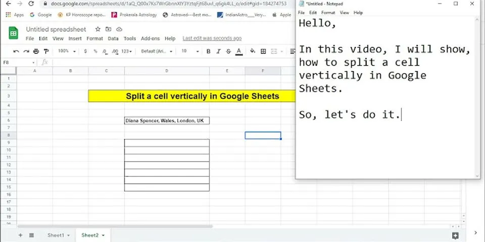 How to split a cell horizontally in Google Sheets