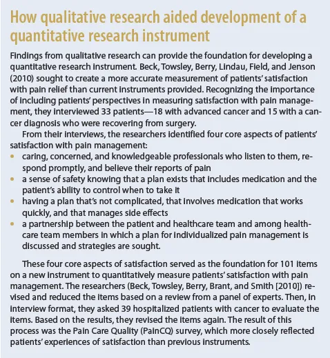 How qualitative research aided development of a quantitative research instrument.